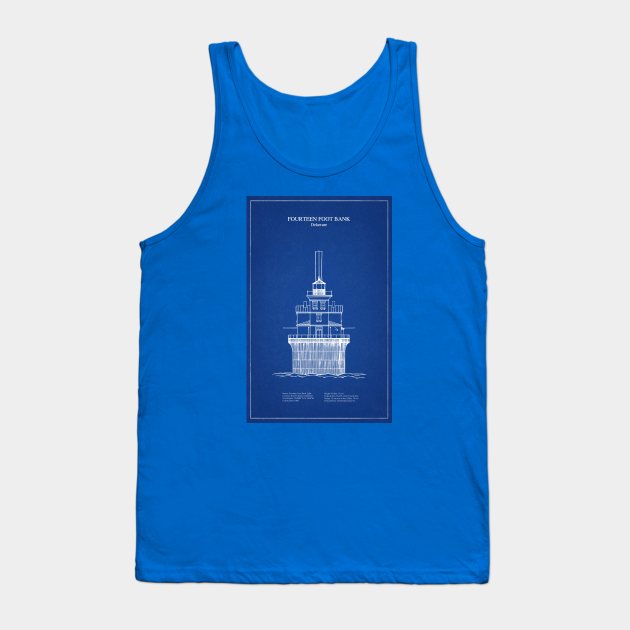 Fourteen Foot Bank Lighthouse - Delaware - AD Tank Top by SPJE Illustration Photography